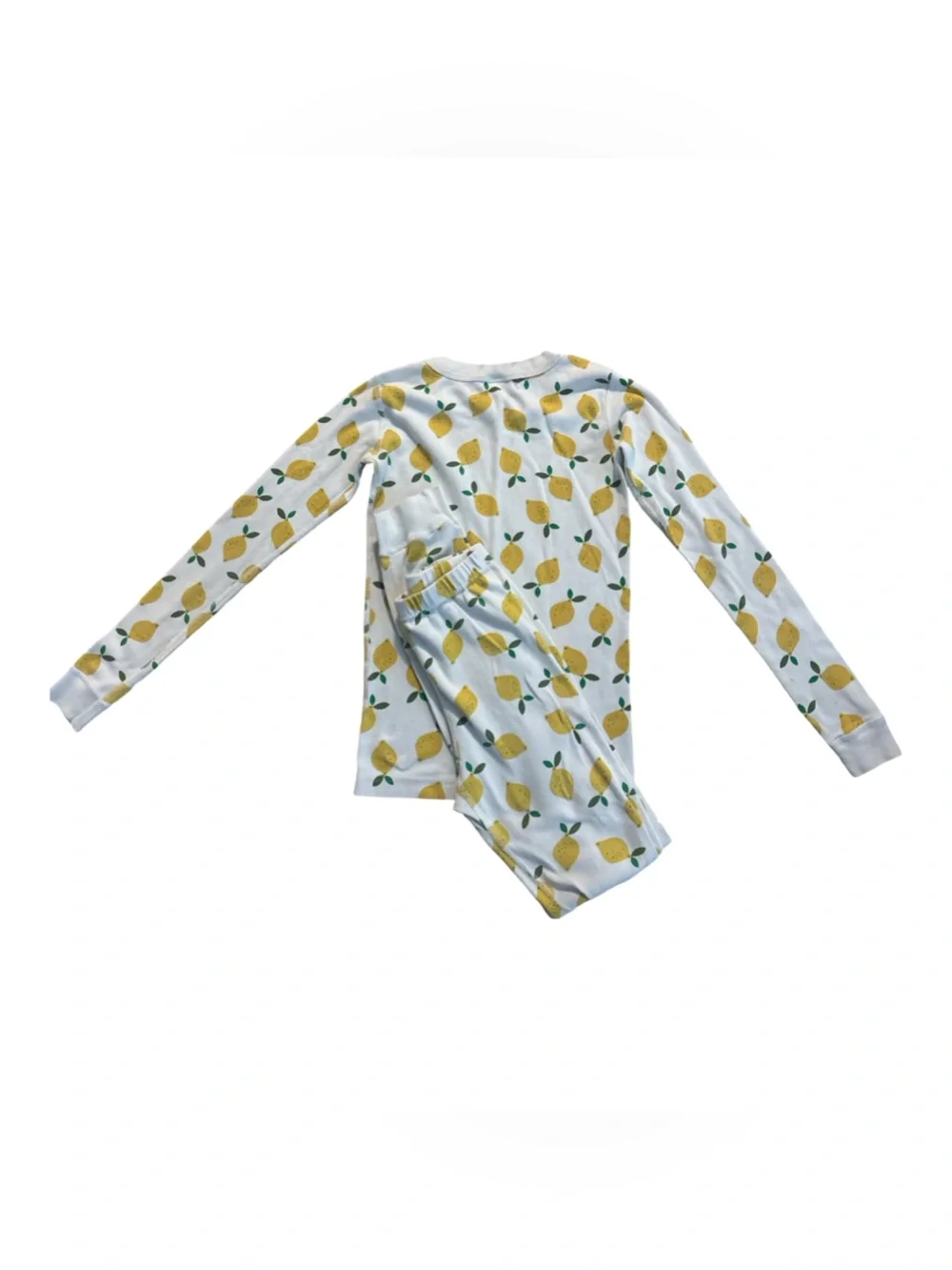 Hanna Andersson White & Yellow Organic Cotton Lemon Print Girls Pajamas Size 12